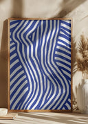 Blue and White Striped Nude Poster