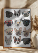 Pugs In Glasses Poster