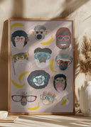 Monkey In Glasses Print Poster