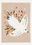Seagull in Flowers illustration Poster