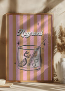 Negroni Drink on Stripes Poster