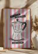 Mocca Coffee on Stripes - Hug in a Cup Poster