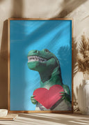 Tyrannosaurus Rex with a Red Paper Heart Poster
