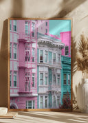Pink and Blue Row Houses in San Francisco Poster