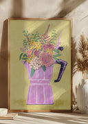 Espresso Maker with Flowers Poster