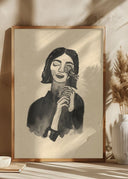 Girl With Flower Poster
