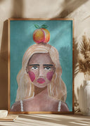 Woman With Peach Poster