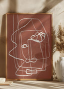 Line art abstract portrait terracotta 03 Poster