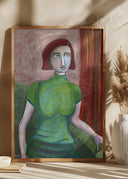 Vintage Red Head in Green Poster