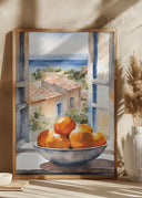 Orangenschale im Fenster Poster