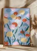 Mother and Child Amongst Flowers Poster