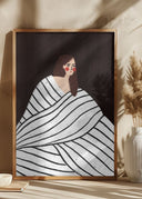 The Woman With Black and White Stripes Poster