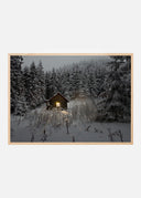 Cabin in winterscape Poster