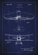 Patent drawing - Biplane - Blue Poster