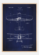 Patent drawing - Biplane - Blue Poster