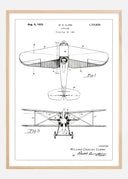 Patent drawing - Biplane - White Poster