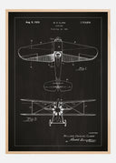 Patent drawing - Biplane - Black Poster