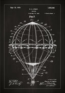 Patent drawing - Hot air balloon - Black Poster