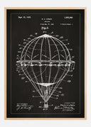 Patent drawing - Hot air balloon - Black Poster