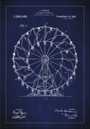 Patent drawing - Ferris wheel - Blue Poster