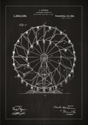 Patent drawing - Ferris wheel - Black Poster