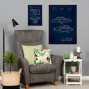Patent drawing - Cadillac I - Blue Poster