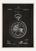 Patent drawing - Pocketwatch - Black Poster