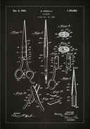 Patent drawing - Scissors - Black Poster