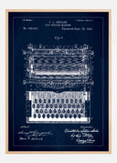 Patent drawing - Typewriter - Blue Poster