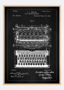 Patent drawing - Typewriter - Black Poster