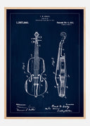 Patent drawing - Violin - Blue Poster